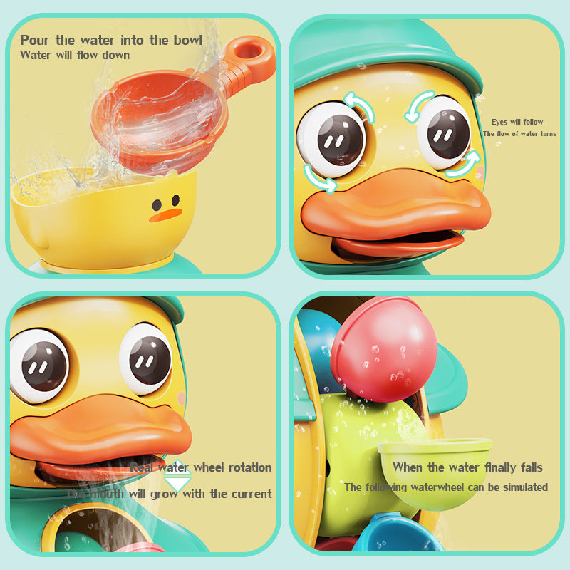 Cute Duck Rotating Water Wheel Baby Bath Toy